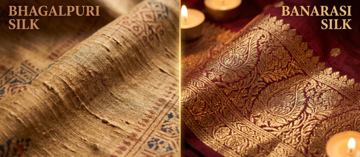 Bhagalpuri Silk vs Banarasi Silk — The Real Difference (No Hype, Just Facts)